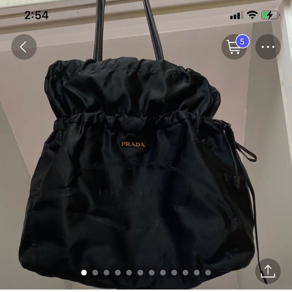 Authentic black Prada bag with draw string. One draw string came off. Clean - Picture 13 of 13
